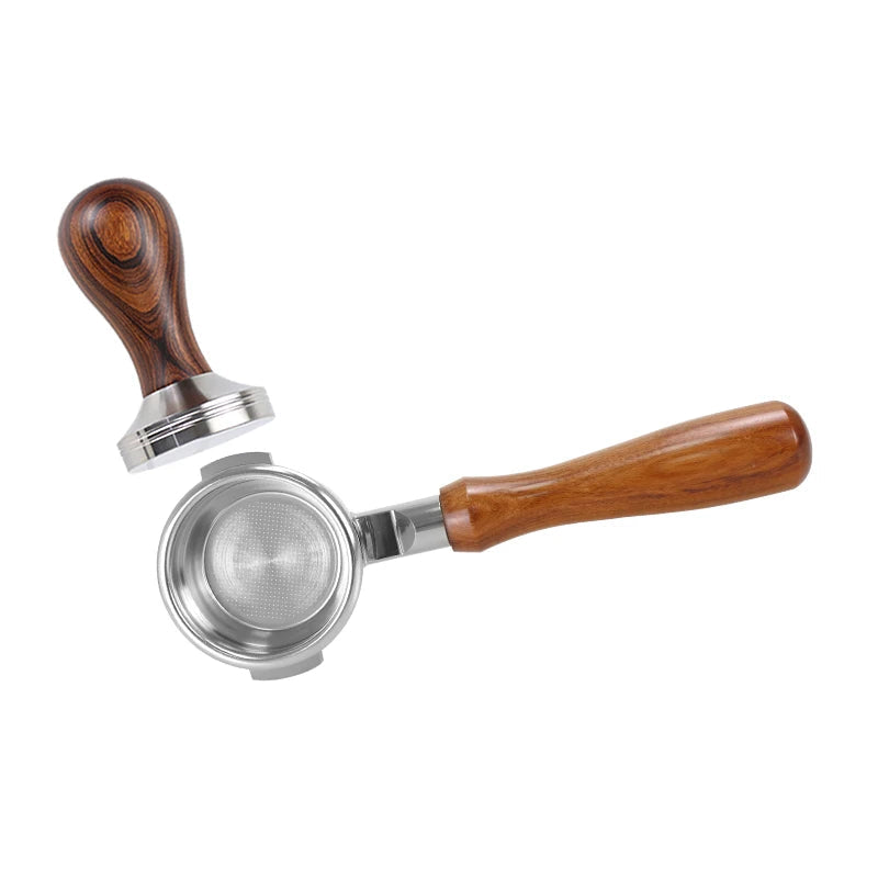 58mm Portafilter redwood Handle curved set with tamper