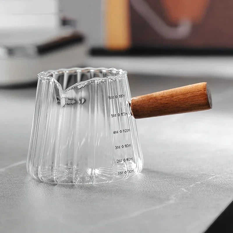 Wood Handle Glass Milk Jug