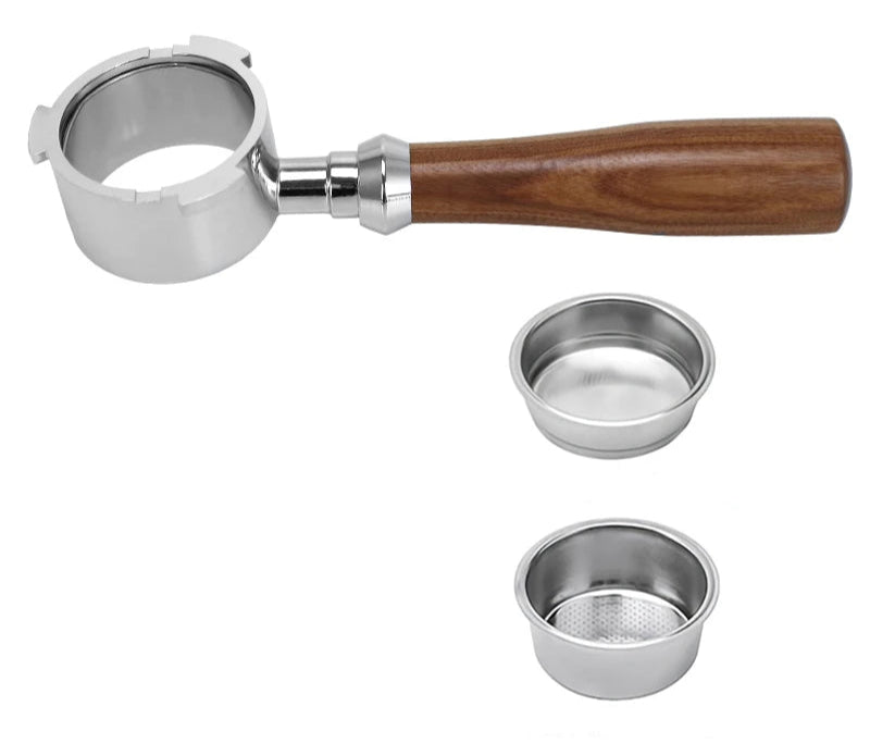 DeLonghi Dedica Bottomless Portafilter – 51mm espresso portafilter with an open-bottom design for improved extraction, rich crema, and barista-style brewing."