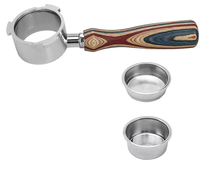 DeLonghi Dedica Bottomless Portafilter – 51mm espresso portafilter with an open-bottom design for improved extraction, rich crema, and barista-style brewing."