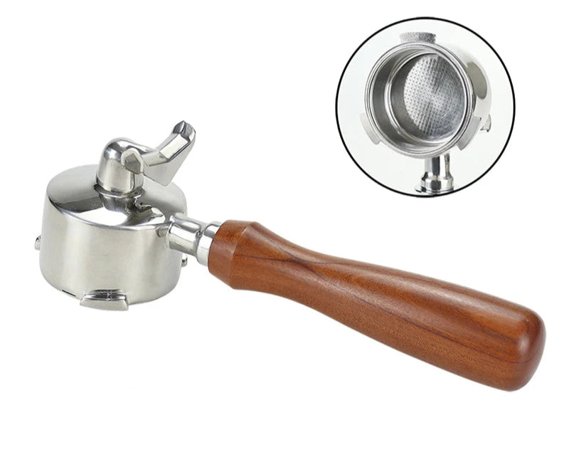 DeLonghi Dedica Bottomless Portafilter – 51mm espresso portafilter with an open-bottom design for improved extraction, rich crema, and barista-style brewing."