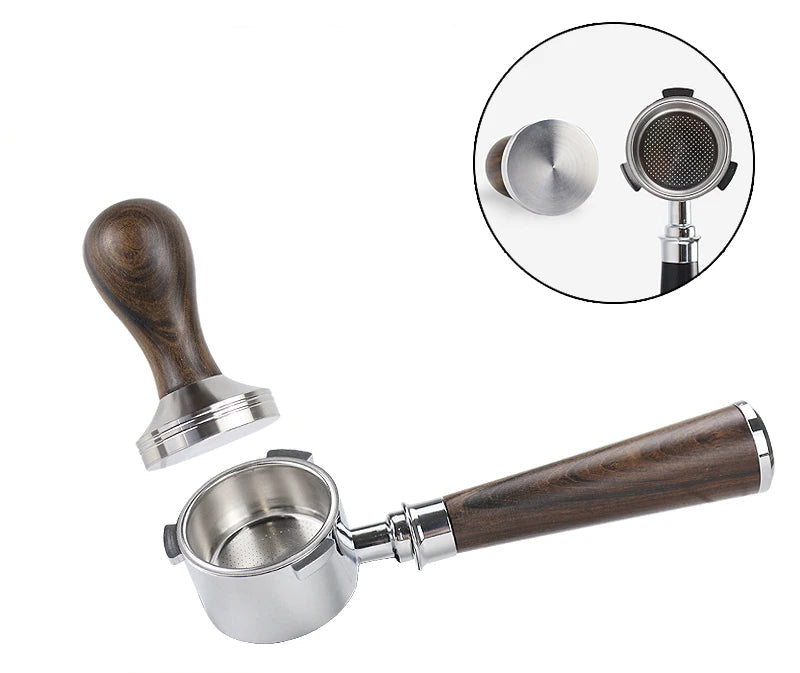 Premium Wooden Handle Portafilters for Delonghi Dedica – Bottomless & Double Spout Options!