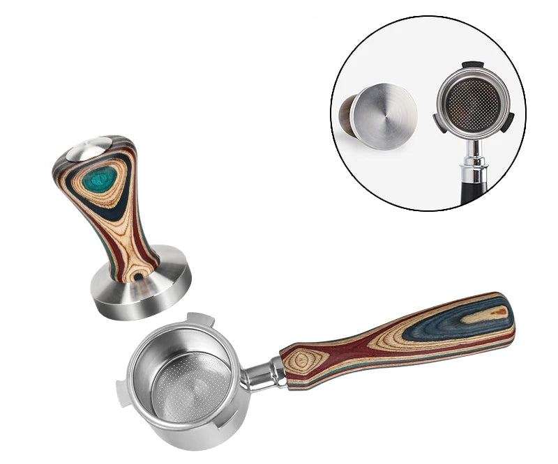 Premium Wooden Handle Portafilters for Delonghi Dedica – Bottomless & Double Spout Options!