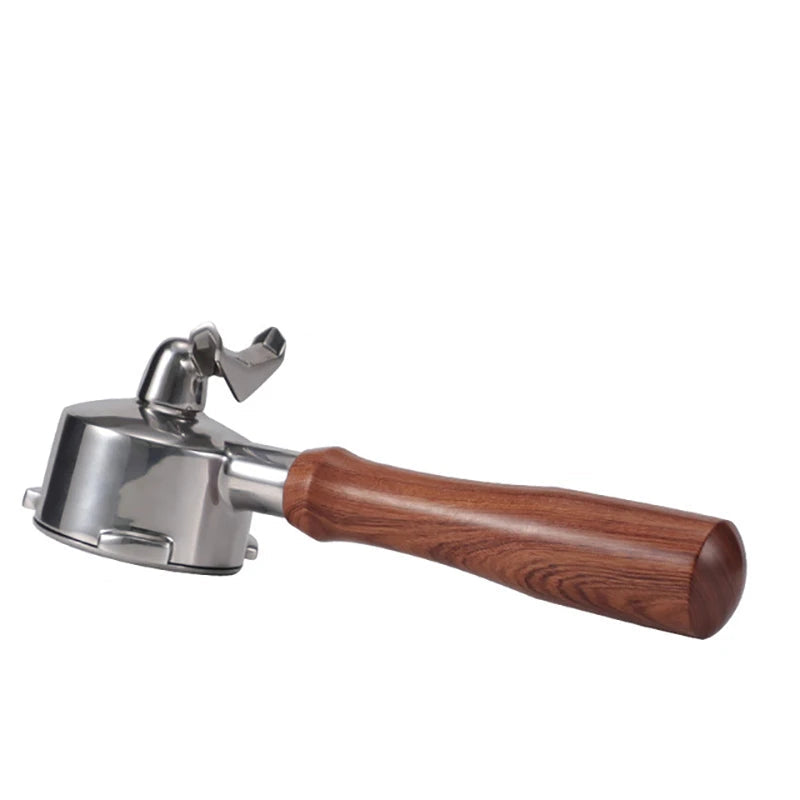 Coffee tamp with wooden handle on a white background