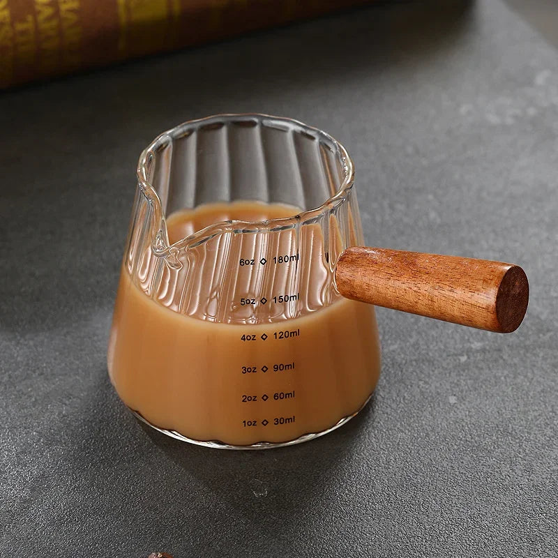 Wood Handle Glass Milk Jug